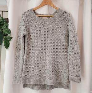 Grey merino and alpaca wool blend knit sweater